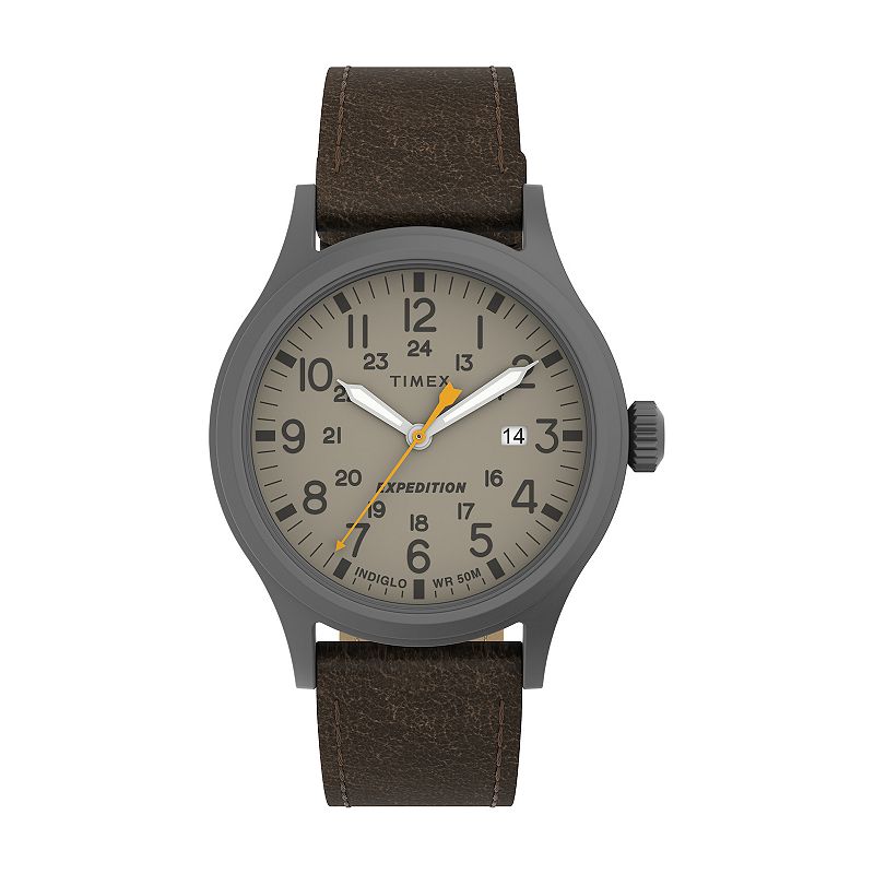 Timex® Expedition Scout Men's Leather Strap Watch - TW4B23100JT, Size: Large, Brown