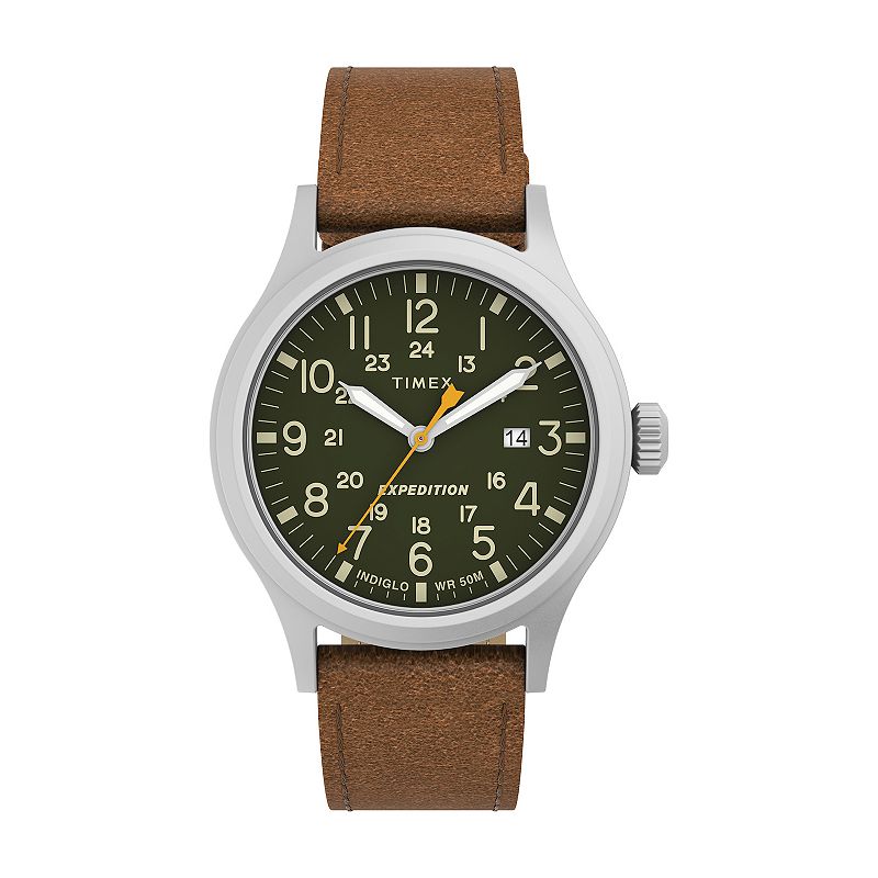 Timex® Expedition Scout Men's Brown Leather Strap Watch - TW4B23000JT, Size: Large