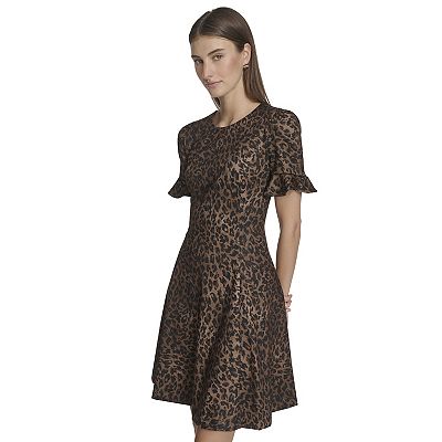 van heusen men's dress shirt regular fit oxford solid Joseph Ribkoff - Chiffon Animal Print Fit & Flare Dress main image 1