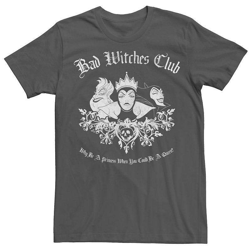 Mens Disney Villains Bad Witches Club Group Shot Tee, Size: XS, Grey