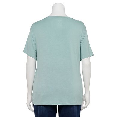 Plus Size Nine West Essential Soft Spun Short Sleeve V-Neck Tee