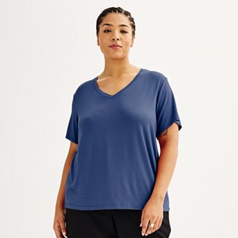 Plus Size Nine West Essential Soft Spun Short Sleeve V-Neck Tee
