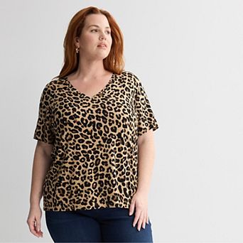 Plus Size Nine West Essential Soft Spun Short Sleeve V-Neck Tee