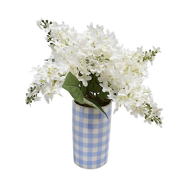 Sonoma Goods For Life® Artificial White Lilac Bouquet with Gingham Vase