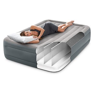 Intex Dura Beam Essential Rest Blow Up Queen Mattress Air Bed with Built In Pump