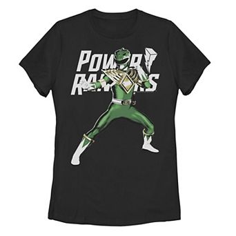 Juniors' Power Rangers Green Ranger Action Pose Logo Tee