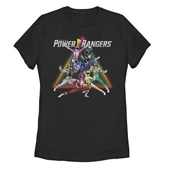 Juniors' Power Rangers Group Shot Triangle Rainbow Tee