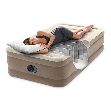 Intex 64427ED Dura-Beam Deluxe Ultra Plush Air Mattress w/Built-in Pump, Twin