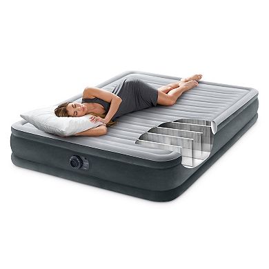 Intex Comfort Deluxe Dura-Beam Plush Air Mattress Bed with Built-In Pump, Queen