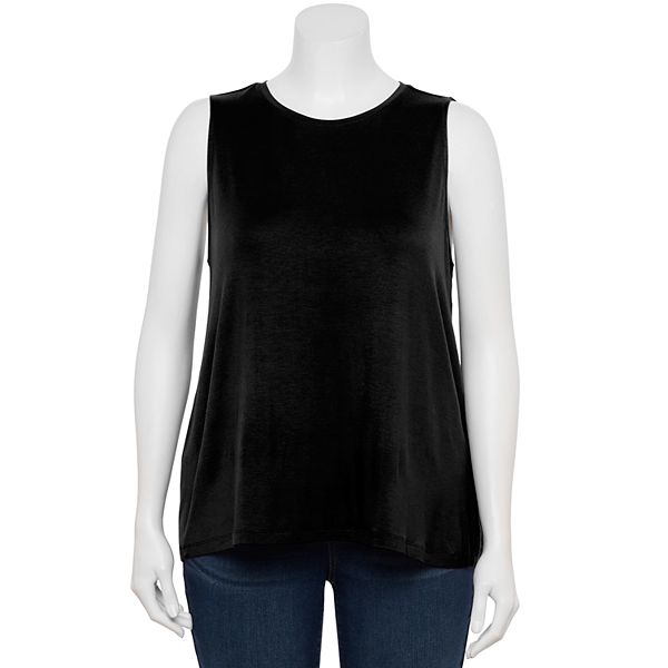 Plus Size Nine West Essential Easy High-Neck Tank - Black (5X)