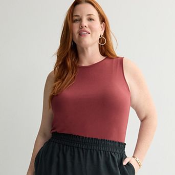 Plus Size Nine West Essential Easy High-Neck Tank