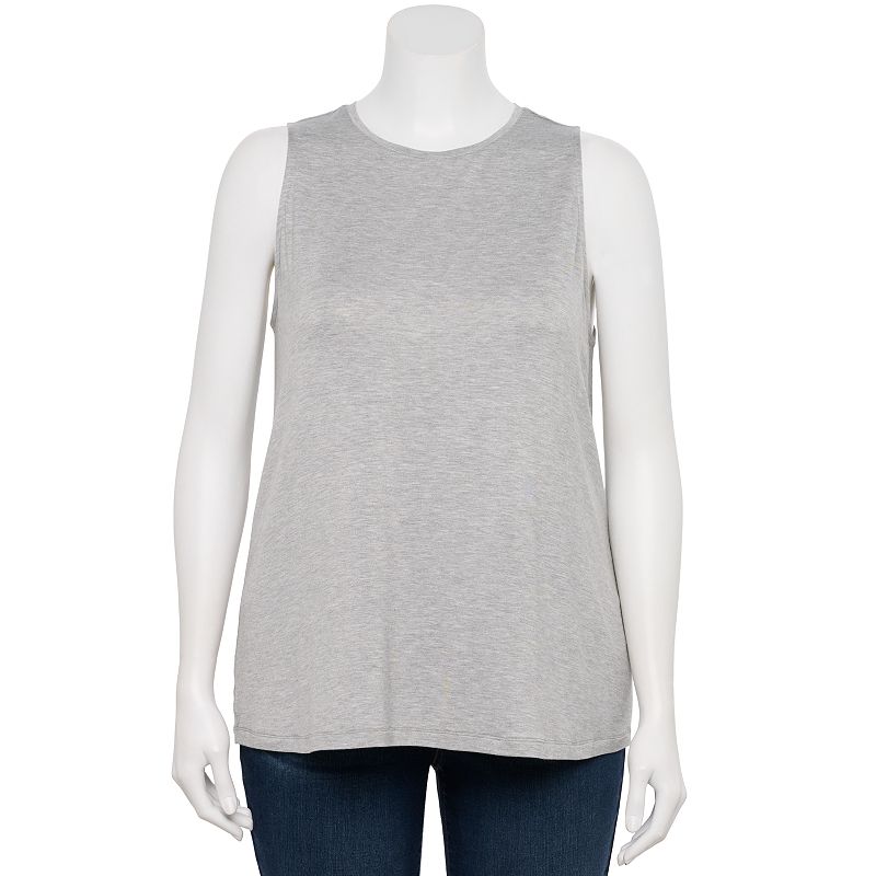 Plus Size Nine West Essential Easy High-Neck Tank, Women's, Size: 1XL, Gray Fox Grey