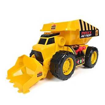 Maxx Action 2-N-1 Dig Rig – Dump Truck and Front End Loader with Lights, Sounds and Motorized Drive