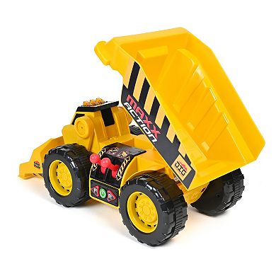 Maxx Action 2-N-1 Dig Rig – Dump Truck and Front End Loader with Lights, Sounds and Motorized Drive
