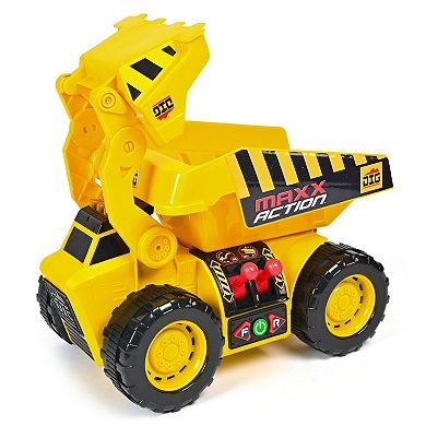 Maxx Action 2-N-1 Dig Rig – Dump Truck and Front End Loader with Lights, Sounds and Motorized Drive