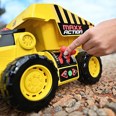 Maxx Action 2-N-1 Dig Rig – Dump Truck and Front End Loader with Lights, Sounds and Motorized Drive