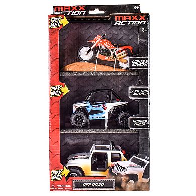 Maxx Action Mini Off-Road Lights & Sounds Vehicles 3 Pack