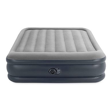 Intex Dura Beam Deluxe Pillow Raised Air Mattress Bed With Built In Pump, Queen