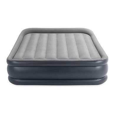 Intex Dura Beam Deluxe Pillow Raised Air Mattress Bed With Built In Pump, Queen