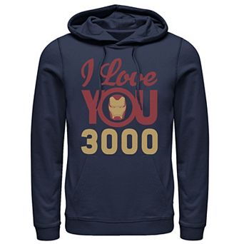Men's Marvel Avengers Endgame Iron Man "I Love You 3000" Helmet Logo Hoodie