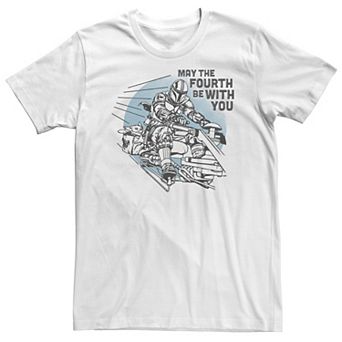 Big & Tall Star Wars: The Mandalorian "May The Fourth Be With You" Speeder Bike Line Art Tee