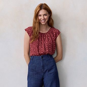 Women's LC Lauren Conrad Pleated Scoopneck Top