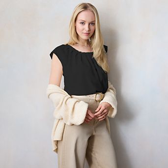 Women's LC Lauren Conrad Pleated Scoopneck Top