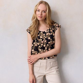 Women's LC Lauren Conrad Pleated Scoopneck Top