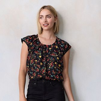 Women's LC Lauren Conrad Pleated Scoopneck Top