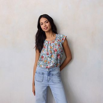 Women's LC Lauren Conrad Pleated Scoopneck Top