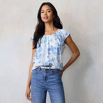 Women's LC Lauren Conrad Pleated Scoopneck Top