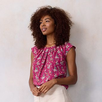 Women's LC Lauren Conrad Pleated Scoopneck Top