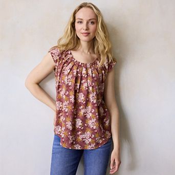 Women's LC Lauren Conrad Pleated Scoopneck Top