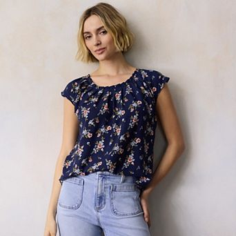 Women's LC Lauren Conrad Pleated Scoopneck Top