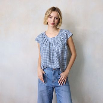 Women's LC Lauren Conrad Pleated Scoopneck Top