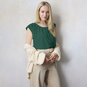 Women's LC Lauren Conrad Pleated Scoopneck Top