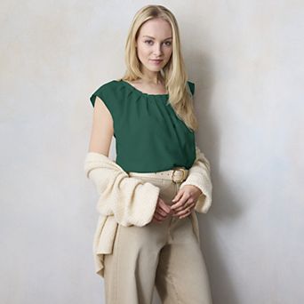 Women's LC Lauren Conrad Pleated Scoopneck Top