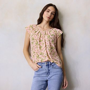 Women's LC Lauren Conrad Pleated Scoopneck Top