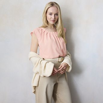 Women's LC Lauren Conrad Pleated Scoopneck Top