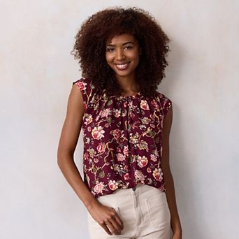 Women's LC Lauren Conrad Pleated Scoopneck Top