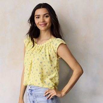Women's LC Lauren Conrad Pleated Scoopneck Top