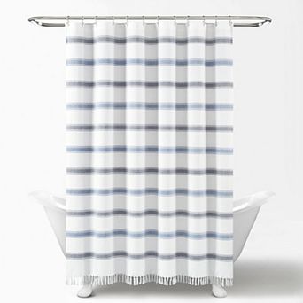 Lush Decor Stripe Woven Textured Yarn Dyed Shower Curtain