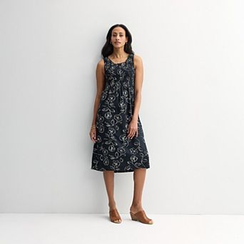 Petite Croft & Barrow® Smocked Midi Dress