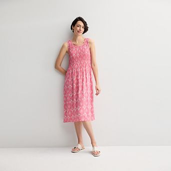 Petite Croft & Barrow® Smocked Midi Dress