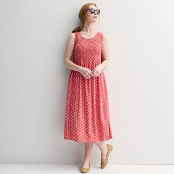 Petite Croft & Barrow® Smocked Midi Dress