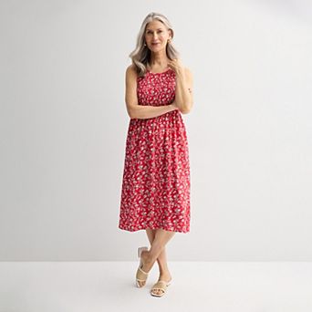 Petite Croft & Barrow® Smocked Midi Dress