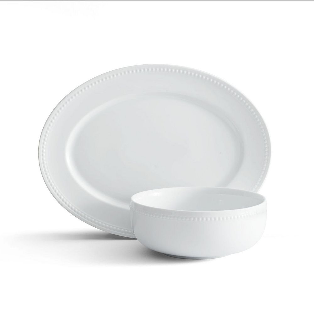 Fitz & Floyd Beaded Bowl & Platter Serving Set