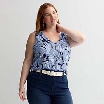 Plus Size Nine West Essential Easy V-Neck Tank Top