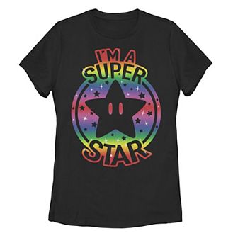 Juniors' Super Mario I'm A Super Star Gradient Stamp Tee