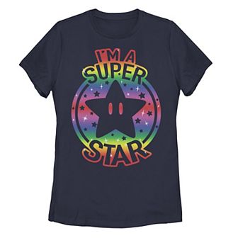 Juniors' Super Mario I'm A Super Star Gradient Stamp Tee